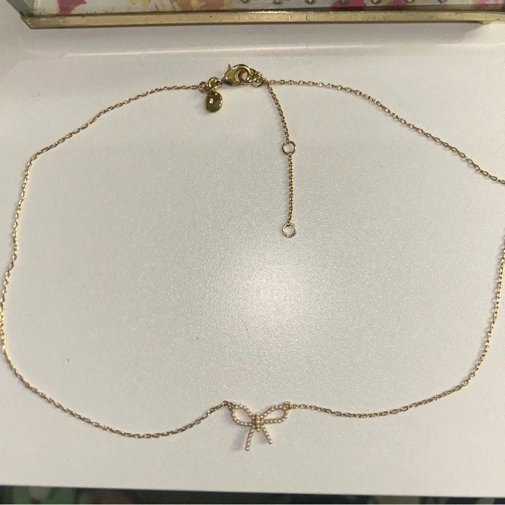 J. Crew Gold Bow Necklace